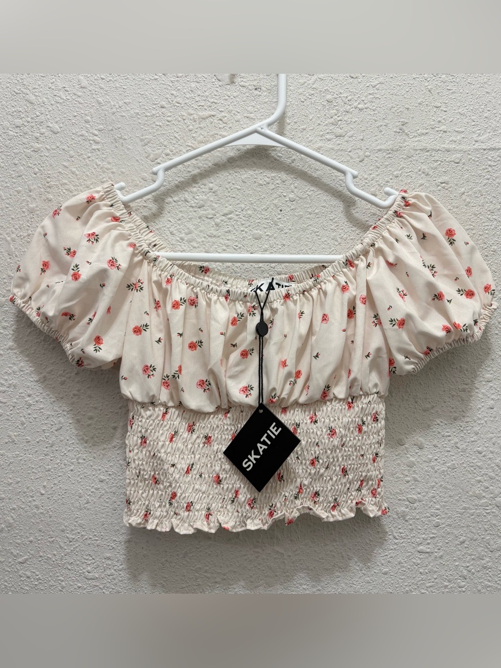 SKATIE Smocked Cottagecore Floral Crop Top NWT XS